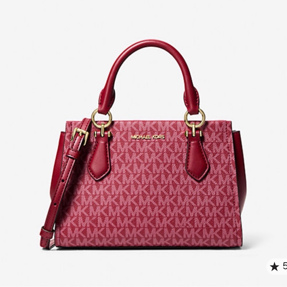 Michael Kors Marilyn Small Signature Logo Messenger Bag in Cherry